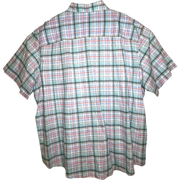 Izod Seaside Poplin Men's 2XL 100% Cotton Short Sleeve Lightweight Summer Plaid - Picture 2 of 10